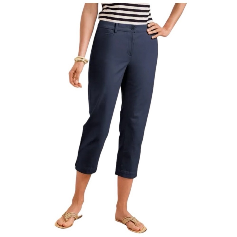 NEW Talbots Perfect Skimmer Pants Navy Blue Chino Crop Modern Career Size 2